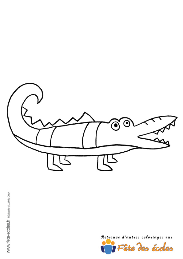 Le crocodile de Fête des Écoles en coloriage