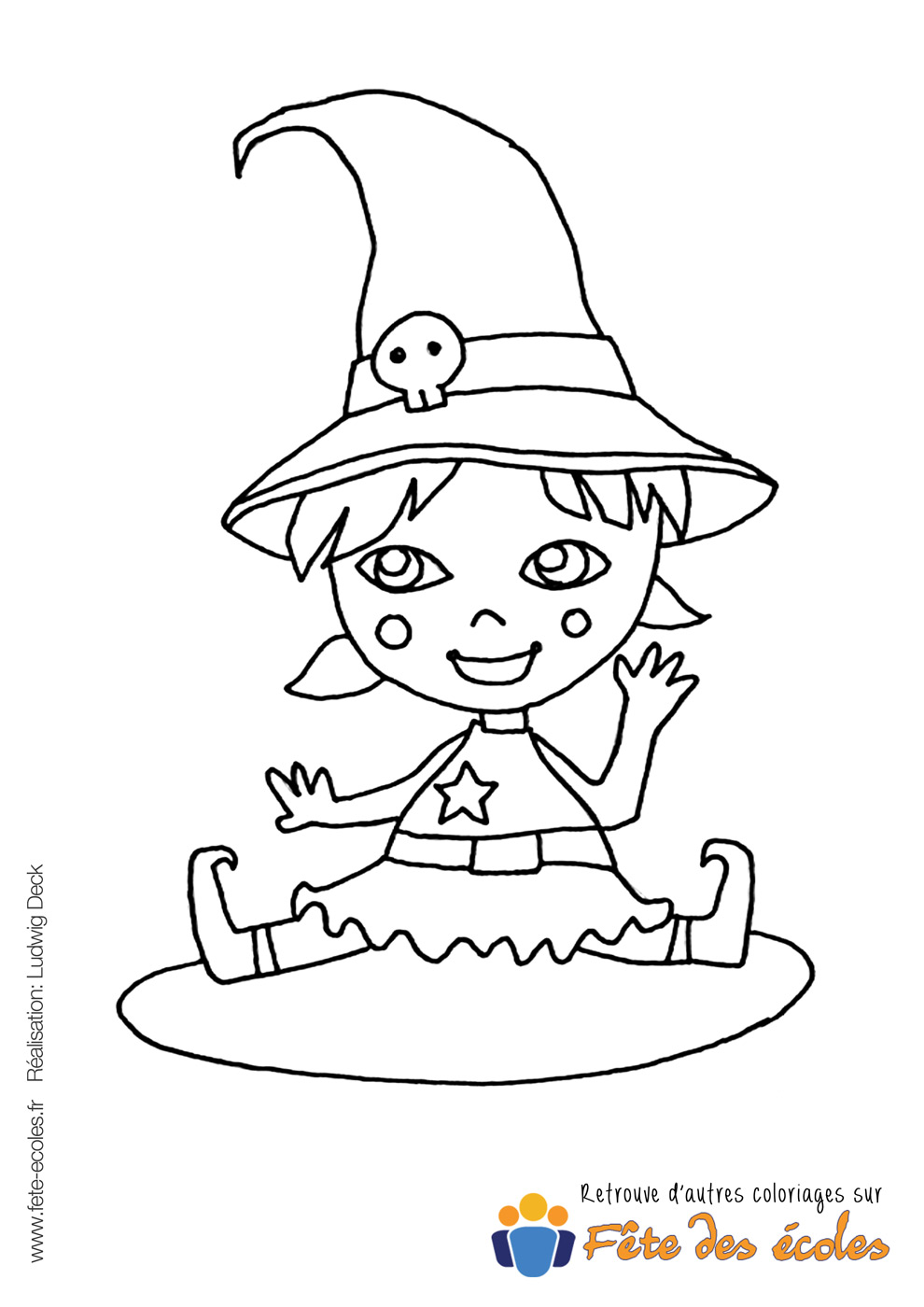 Le bébé sorcière pour les coloriages Halloween sur Fête des Écoles !