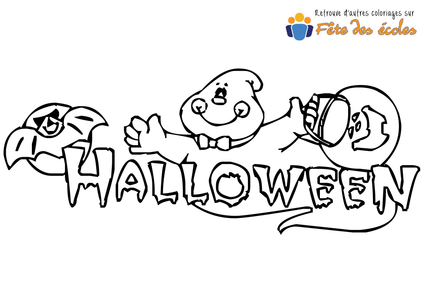 Un fantôme part à la chasse aux bonbons lors d'Halloween en coloriage