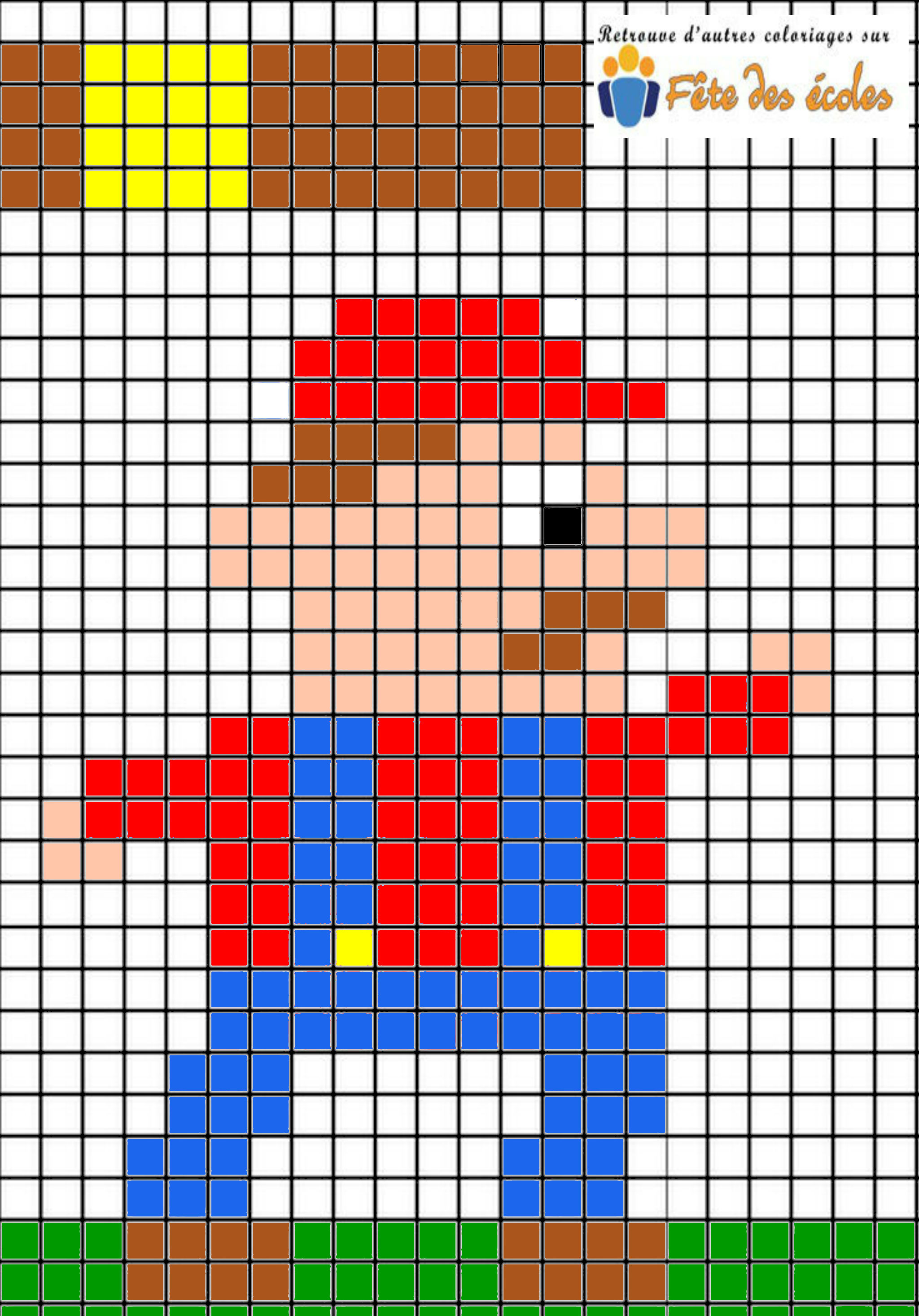 coloriage pixel personnage jeu vidéo mari
