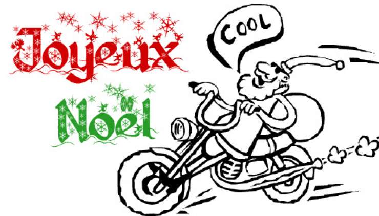 Coloriage du Père Noël en moto