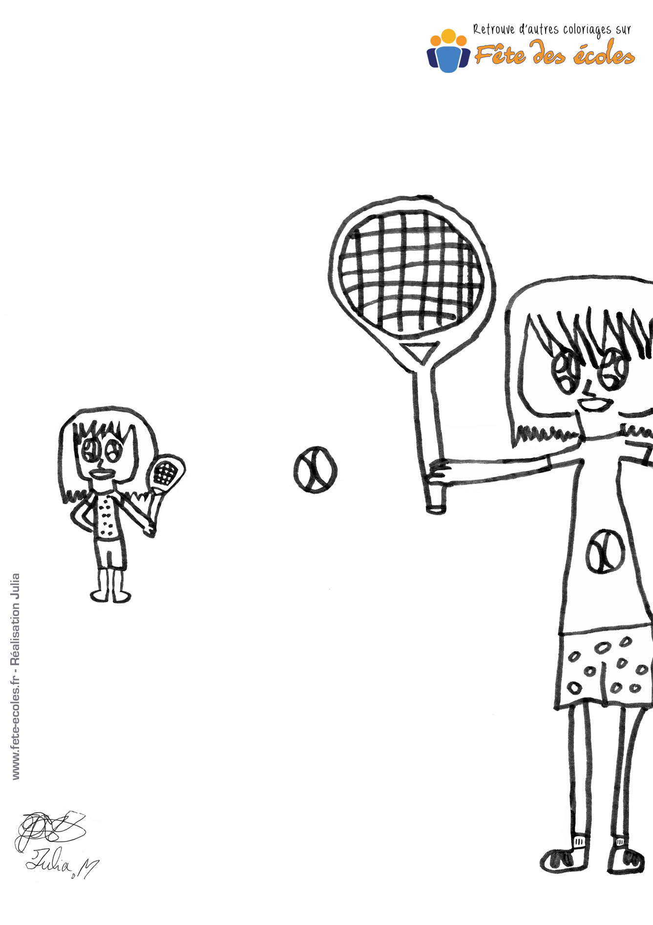 Coloriages de 2 joueuses de tennis