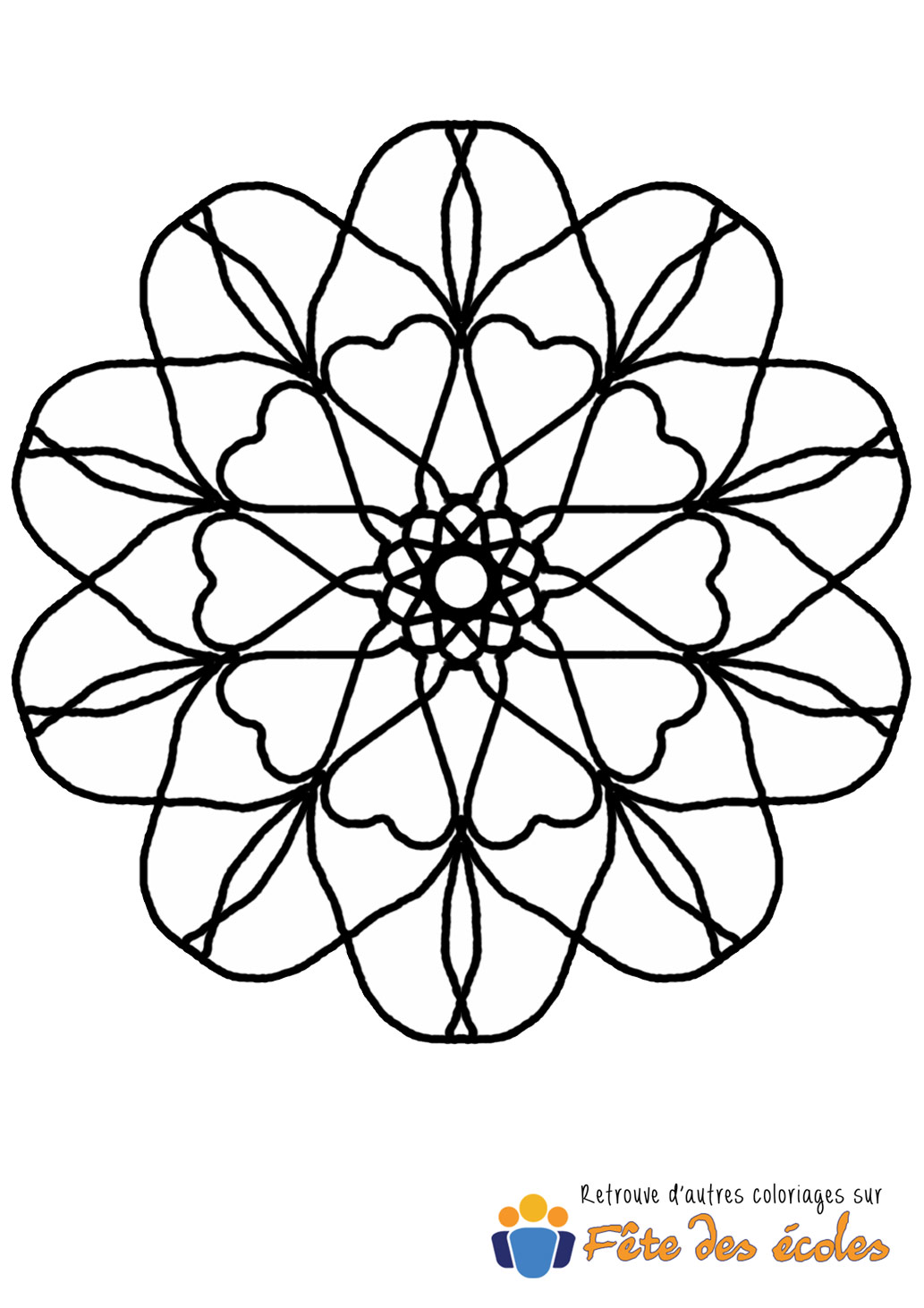 Coloriage de mandala en forme de fleur ou d'hexagone