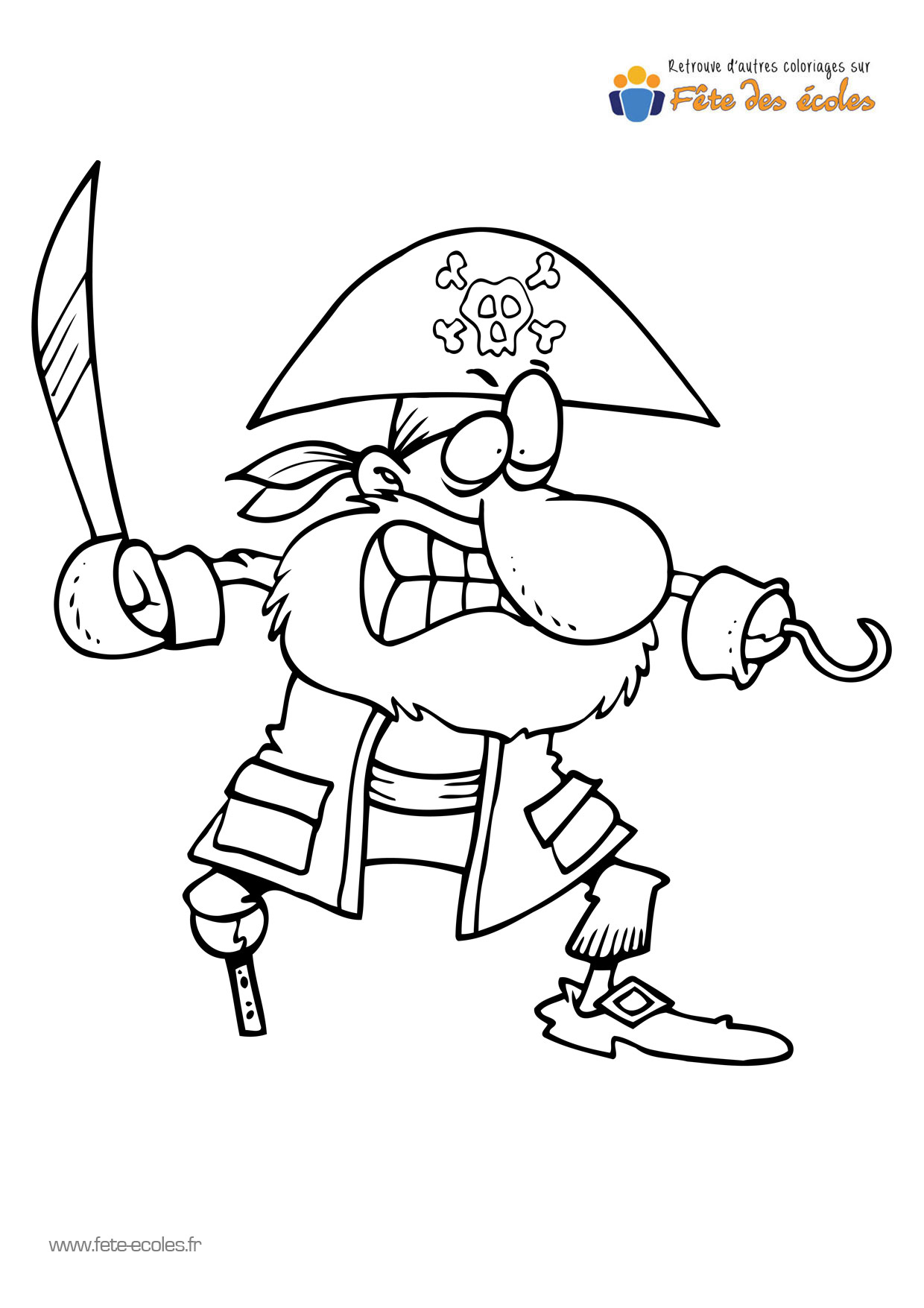 Coloriage d'un pirate avec un crochet et une jambe de bois