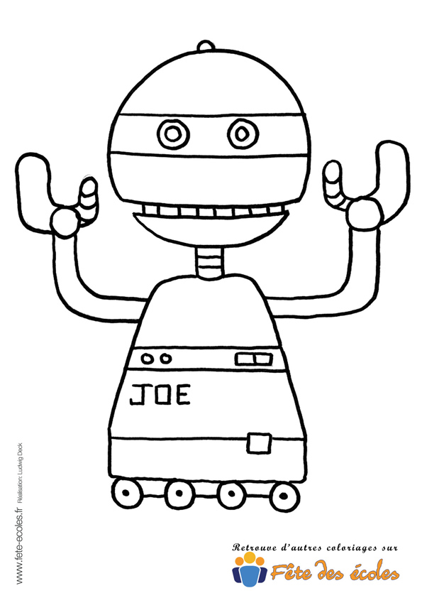 Un robot à pinces en coloriage sur Fête des Écoles