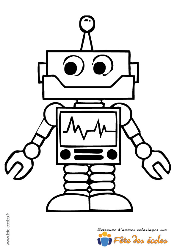 Un robot sinusoïde en coloriage sur Fête des Écoles