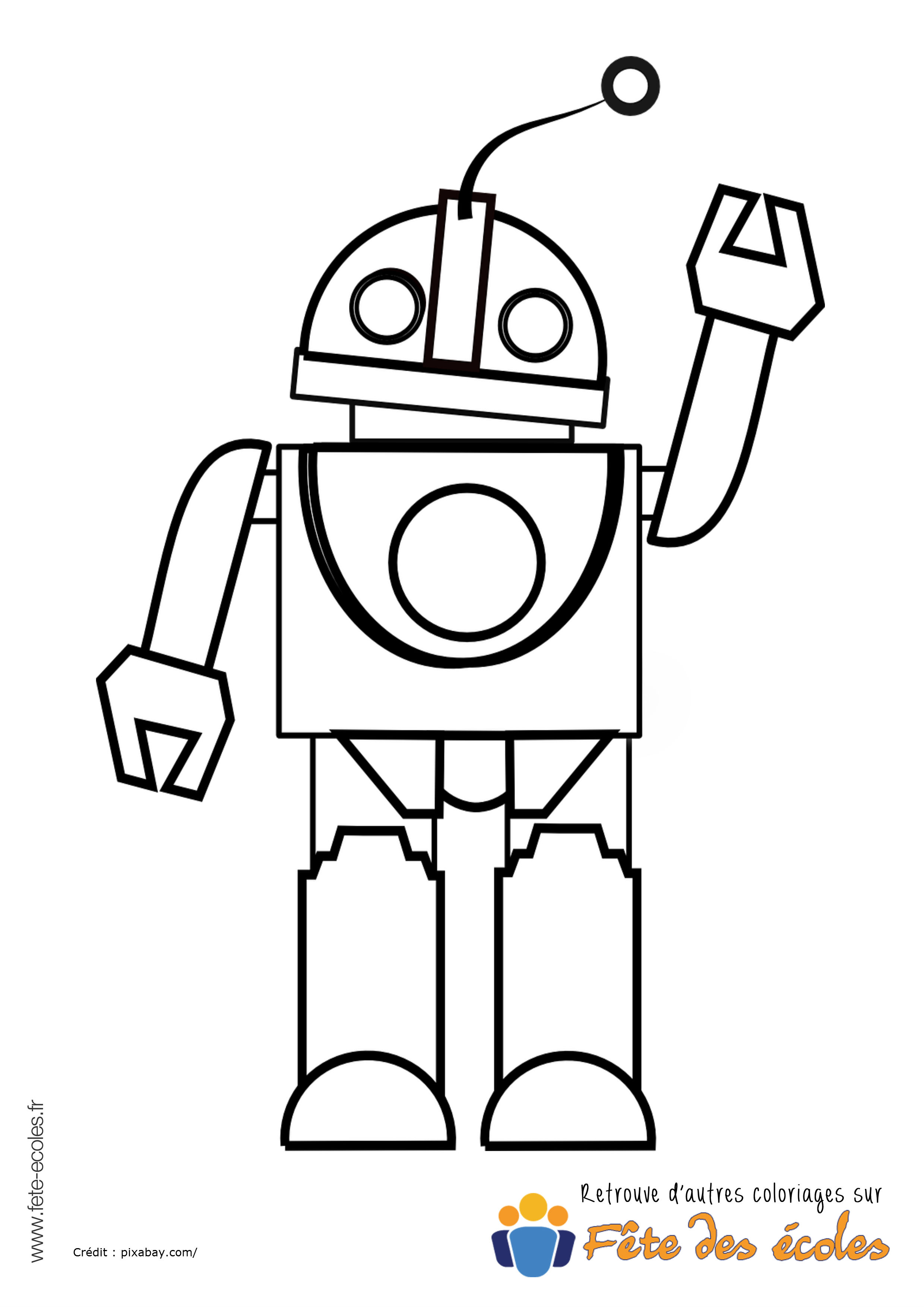 coloriage robot qui dit bonjour