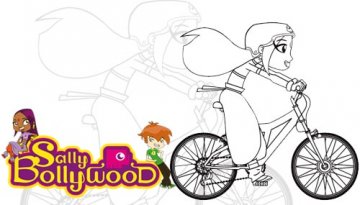 Coloriage de Sally Bollywood en vélo