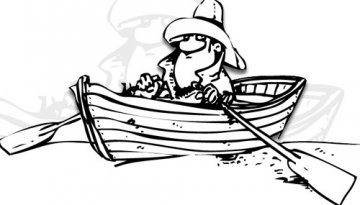 Coloriage homme dans une barque